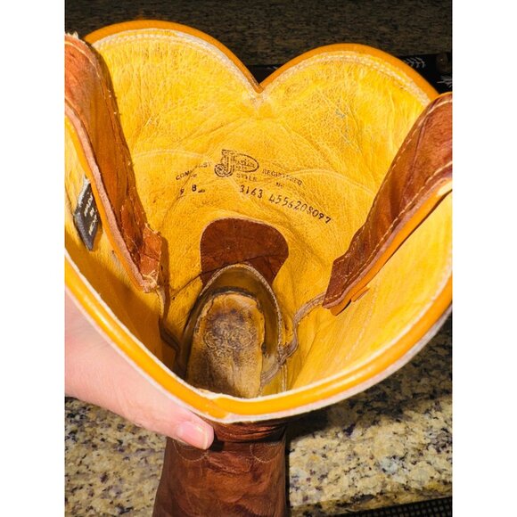 Justin Men’s Jackson Brown Leather Marbled Western Cowboy Boot Size 9 Work - Picture 9 of 12